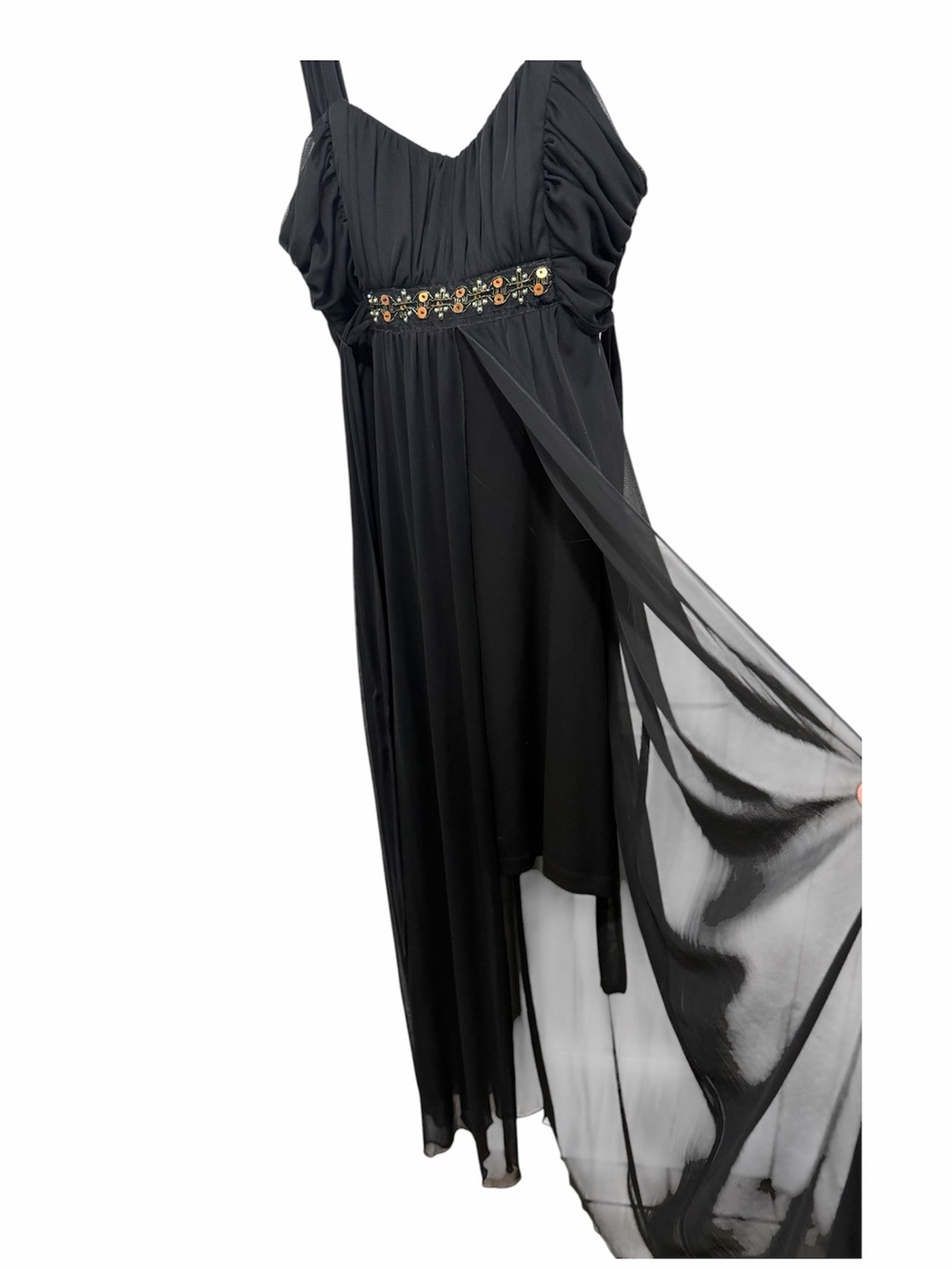 connected apparel Black Beaded Empire-Waist Maxi Dress with Wide Straps - Picture 3 of 5